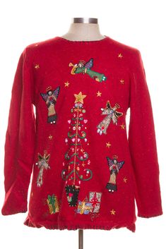 This is a vintage ugly Christmas pullover. That means: We only have one -- so you can't choose a different size or quantity. The size listed on the original tag may not be an accurate indication of the fit. The chest / bust size and length measurements are the most accurate way to estimate the fit. This item may show normal signs of wear, as is typical of vintage clothing. Christmas Pullover, Holiday Sweater, Christmas Knitting, Vintage Adidas, Christmas Colors, Measurement Length, Ugly Christmas, Cute Designs, Vintage Clothing