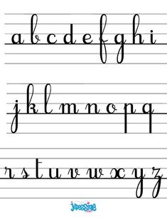 the upper and lowercase letters are lined up with cursive lines to make it easier