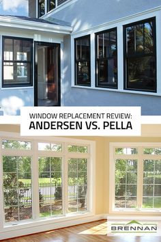 two windows with the words window placement review and an image of a house in front of them