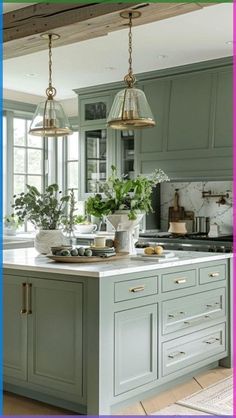 Green Tile Kitchen, Green Cabinets Kitchen, Sage Green Cabinets, Small Kitchen Colors, Trendy Kitchen Design, Green Kitchens, Vintage Kitchen Cabinets, Sage Green Kitchen, Latest Kitchen Designs