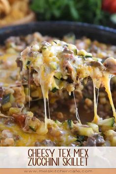 cheesy tex mex zucchini skillet is an easy dinner recipe