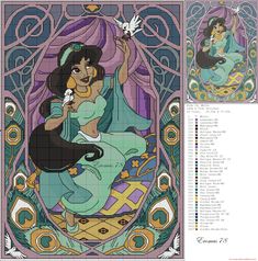 the cross stitch pattern for disney's princess and the frog is shown in this image