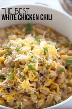 the best white chicken chili recipe in a bowl