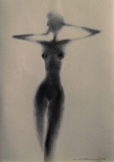 a drawing of a naked woman in black and white