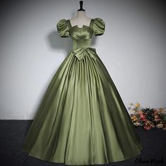 Olivia Mark - Elegant Adult Evening Vocal Solo Performance Gown with Satin Finish and Full Skirt 2023 Ball Gown, Green Satin Prom Dress, Short Sleeve Prom Dresses, Prom Formal Dresses, Prom Dresses 2023, Satin Prom Dresses, Silk Evening Dress, Satin Evening Gown, Satin Ball Gown