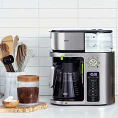 a coffee maker sitting on top of a counter