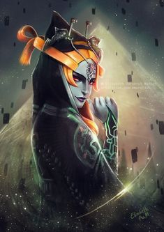 an image of a woman in the space holding her hand up to her face and wearing a headdress