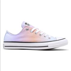 Ombr Converse Purple Lace-up Sneakers For Summer, Rainbow Colored Sneakers With Rubber Sole For Spring, Spring Rainbow Sneakers With Rubber Sole, Rainbow Lace-up Sneakers For Summer, Trendy Purple Sneakers For Summer, Rainbow Casual Sneakers For Spring, Converse Sneakers With Speckled Midsole For Summer, Trendy Pastel Sneakers For Summer, Trendy Pastel Summer Sneakers