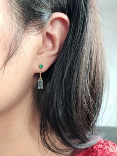 These cute little earrings are to die for. The beautiful combination of imperial  Tsavorite & Aquamarine is stunning.  Hand forged in 18k gold with the finest gemstones. These little beauties are made to be worn everyday.  For more information, please don't hesitate to contact  info@yicollection.com. Tsavorite Yellow Gold Earrings For Gift, Yellow Gold Tsavorite Earrings As Gift, Elegant Green 14k Gold Earrings, Gold Tsavorite Gemstone Earrings, Yellow Gold Tsavorite Gemstone Earrings, Yellow Gold Tsavorite Earrings Fine Jewelry, Green Single Earring In 14k Gold, Gold Tsavorite Earrings Fine Jewelry, Green 14k Gold Dangle Earrings