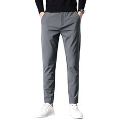 Elevate your fashion sense with these amazing Men's Stretchable Slim Fit Elastic Waist Casual Pants. They are made from premium materials, including nylon and spandex. The greatest times to wear these straight-legged pants are throughout the winter and the fall. Because of their casual-inspired appearance, these pants are more alluring and demanding. You may swiftly wash these pants in the washing machine. Specifications: Fabric Type: Broadcloth Closure Type: Zipper Fly Decoration: Pockets Front Casual Nylon Pants With High Stretch, Casual High Stretch Nylon Pants, Stretch Nylon Tapered Leg Pants, Stretch Nylon Trousers, Warm Pants, Formal Pants, Mens Dress Pants, Mens Pants Fashion, Women Pants Casual