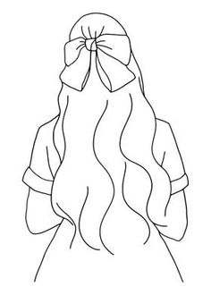 the back view of a woman's head with long hair and a bow in her hair