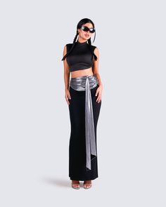 Own the night in this sleek, and classy two piece set 🖤 Featuring a black turtleneck cropped top and a black draped maxi skirt - this fit will have you looking expensive, and way too good for them 😏 Looking Expensive, Turtle Neck Crop Top, Black Drapes, Black Turtleneck, Two Piece Set, Two Piece Sets, Cropped Top, Night In, A Black