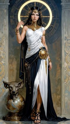 a painting of a woman dressed as an egyptian goddess