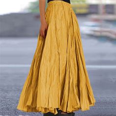 Season:Spring  Summer,All Seasons; Fabric:Polyester; Dress Length:Maxi; Gender:Women's; Style:Long,Elegant; Occasion:Casual Daily,Daily; Details:Lined; Fit Type:Regular Fit; Waistline:High Waist; Pattern:Solid Colored; Design:Long,Pleated,Ruched; Special Size:Asian Size; Pants Type:Long Skirt,Swing; Fly Type:Elasticity; Front page:FF; Listing Date:03/04/2024; Production mode:Self-produce; Length:; Waist: Cheap Maxi Skirts, Womens Long Skirt, High Waist Skirts, Black And White Skirt, Skirt Maxi, Summer Fabrics, Type Of Pants, White Skirts, Primavera Estate