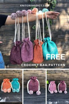 the crochet bag pattern is easy to make and looks great on someone's hand