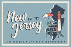 the new jersey logo is shown in blue and white with an image of a lighthouse