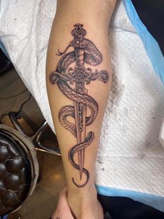 Spell Art, Snake And Dagger Tattoo, Nova Tattoo, Back Of Leg Tattoos, Viking Tattoo Sleeve, Crown Tattoo Design, Knife Tattoo, Forearm Band Tattoos, Inspiration Tattoos