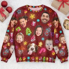 Custom Face Personalized Ugly Sweater, the perfect blend of festive cheer and personalized hilarity for the holiday season! Capture the spirit of merriment with this one-of-a-kind Funny Custom Photo Merry Christmas Ugly Sweater, designed to spread joy and laughter. Custom your faces or pet's faces, to make your Xmas gift unforgettable with this Personalized Ugly Sweater! Whether you're gifting it to your boyfriend, girlfriend, husband, wife, family members, friends, boss, or co-workers, this swe Light Up Christmas Sweater, Xmas Sweaters, Face Funny, Urban Sophistication, Chic Sweater, Funny Christmas Gifts, Stylish Sweaters, Sweater Collection, Muted Tones