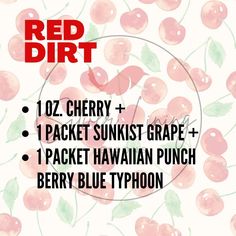 the red dirt band's cherry + peach sunset grape + 1 packet hawaiian punch berry blue typhonon