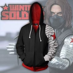 Captain America Hoodie, Marvel Clothes, Marvel Hoodies, Captain America Winter Soldier, Bucky Barnes Winter Soldier, Winter Hoodies, Bucky Barnes, Winter Soldier, Print Pullover