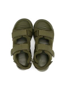 Green Flat Sport Sandals With Cushioned Footbed, Green Non-slip Sport Sandals For Spring, Green Casual Sport Sandals With Adjustable Strap, Casual Green Sport Sandals With Adjustable Strap, Green Non-slip Flat Sandals, Non-slip Flat Green Sandals, Green Round Toe Slides For Outdoor, Green Synthetic Sport Sandals With Rubber Sole, Green Textured Footbed Sport Sandals For Outdoor