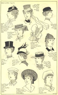 1890's women hats, sports. Idda Van Munster, 19th Century Fashion, History Fashion, Victorian Clothing, Vintage Bird, Retro Mode, Victorian Women