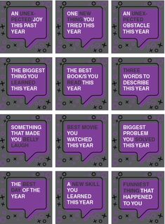 nine purple and black speech bubbles with the words best books to read this year