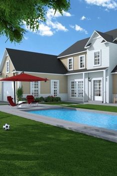 Craftsman single family home with swimming pool. Home With Swimming Pool, Single Family Home