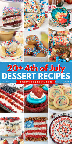 Easy 4th of July recipes like cakes, cupcakes, cookies, and more! These are the BEST 4th of July desserts. Not only are these simple 4th of July desserts delicious, but they are also fun and festive in red, white, and blue! Best 4th Of July Desserts, July 4th Desserts, 4th Of July Cakes, July 4th Cake, Desserts Fourth Of July, July Themes, Red White And Blue Desserts, Ooey Gooey Cake, 4th Of July Cookies