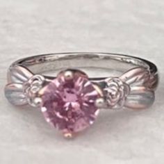 Nwot Sterling Silver And Pink Stone Solitaire Ring. Stamped 925. Measures: Size 6. Condition: Nwot Great Silver Flower Ring With Accent Stones For Promise, Silver Birthstone Ring With Center Stone, Silver Solitaire Flower Ring For Anniversary, Silver Flower Ring With Center Stone For Promise, Silver Sterling Flower Ring With Accent Stones, Pink Flower Ring, Pink Stone Ring, Pink Stone Rings, 6 Rings