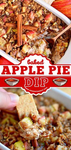 BAKED APPLE PIE DIP, fall, dessert dip Apple Pie Dip Recipe, Apple Pie Dip, Easy Baked Apples, Dessert Apple, Pie Dip, Mom On Timeout, Fall Appetizers, Apple Dessert, Baked Apple Pie