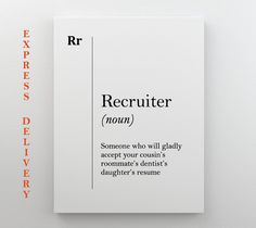 a white book with the words recruit now written on it's front and back cover