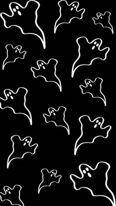 white ghost silhouettes against a black background