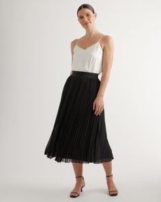 Chiffon Pleated Midi Skirt Pleated Chiffon Skirt, Silk Tee, Satin Mini Skirt, Silk Midi Skirt, Black Midi Skirt, Sheer Chiffon, Chiffon Skirt, Beautiful Skirts, Spring 2023