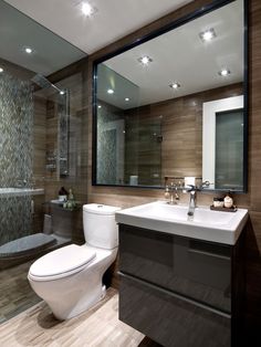 a bathroom with a white toilet sitting next to a sink