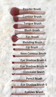 Everything You Need For Makeup, What Each Makeup Brush Is For, Brushes For Makeup Guide, Brushes Makeup Uses, Brush Makeup Set, What Brushes To Use For Makeup, How To Use Makeup Brushes, Coffee Makeup Look, Makeup For Face Type