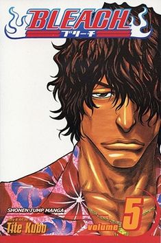 the cover to bleach's hit kobo vol 5, featuring an image of a man with long hair