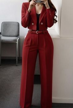 3 Piece Suit Women Classy, Cute Suit Outfits For Women, Woman Business Professional, Fashion Blazers For Women, Slim Suit Women, Women Red Suit, Red Suit For Woman, Hot Suits Women, Womens Work Suits