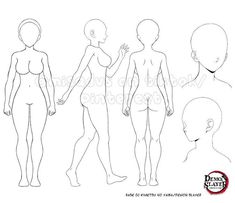 an outline drawing of the body and head of a person in various positions, from front to back