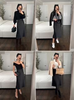 Slip Skirt Outfit Winter, Silk Skirt Outfit Winter, Slip Skirt Outfit Fall, Black Slip Skirt Outfit, Petite Outfits Fall, How To Style A Slip Dress, Slip Skirt Outfit, Silk Skirt Outfit, Skirt Outfit Fall