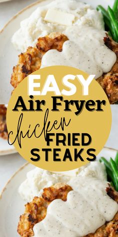 easy air fryer chicken fried steaks with ranch sauce