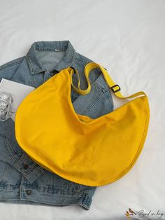 BirdinBag - Stylish, Lightweight Canvas Bag with Ample Space Oversized Pattern, Word Wrap, White Space, Bag Bag, Hobo Bag, Canvas Bag, Bag Lady, Yellow, Canvas