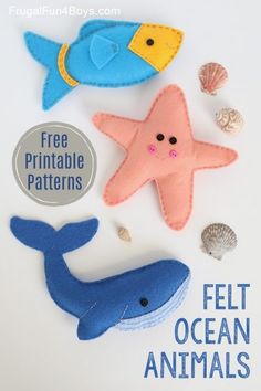 felt ocean animals with free printable patterns