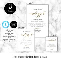 the free printable wedding stationery is available in three different colors and font options