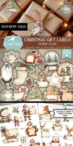 christmas gift labels, tags and stickers