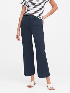 High-Rise Wide-Leg Cropped Chino | Banana Republic Wide Leg Workwear Bottoms, Versatile Mid-rise Wide Leg Cotton Pants, Cropped Wide Leg Cotton Pants For Everyday, Wide Leg Chinos With Belt Loops For Everyday, Wide-leg Chinos With Belt Loops For Everyday, Cotton Utility Wide Leg Mid-rise Pants, Versatile Cropped Wide Leg Cotton Pants, Spring Utility Wide Leg Chinos, Spring Utility Wide-leg Chinos