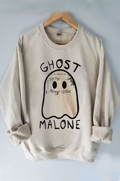 Ghost Malone, Halloween Tee Shirts, Clothes Wishlist, Dog Halloween Costumes, Trendy Halloween, Light Blue Shirts, Cat Sweatshirt, Halloween Fashion, Halloween Sweatshirt