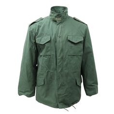 The M-1965 Cold Weather Field Jacket was a popular multi-purpose design for the US military for over 40 years. This jacket fastens with zipper and snaps, as well as two separate drawstrings, one for waist and one for the bottom. It also features high quality, strong surface material which is suitable for the autumn, winter and spring. Additionally, the jacket features a strong interior cushioned liner for added insulation and protection. Jacket 50% Cotton 50% Nylon Jacket Tough, lightweight and comfortable Ideal for all outdoor pursuits Zipped-in concealed hood 4 Snap-Up Pockets One Interior pocket Interior buttons to secure the lining Liner 65% Polyester 35% Cotton Button slits to align with the M-65 Field Jacket - Easy to Attach This M65 military jacket is made of a water-resistant poly M65 Field Jacket, Army & Navy, Field Jacket, Cold Weather, Military Jacket, Vest Jacket, Mens Outfits