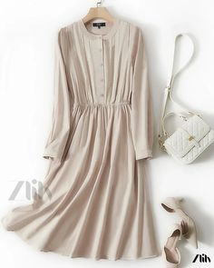 Zlily - Long Sleeve Bodycon Maxi Dress Beige A-line Long Sleeve Dress For Spring, Chic Solid Long Sleeve Spring Dress, Chic Long Sleeve Solid Dress For Spring, Chic Long Sleeve Dress For Spring, Beige Non-stretch Spring Dresses, Spring Beige Non-stretch Dresses, Spring Non-stretch Beige Dresses, Feminine Beige Long Sleeve Midi Dress, Modest Beige Long Sleeve Dress