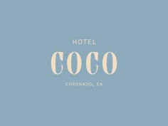 the hotel coco logo on a blue background